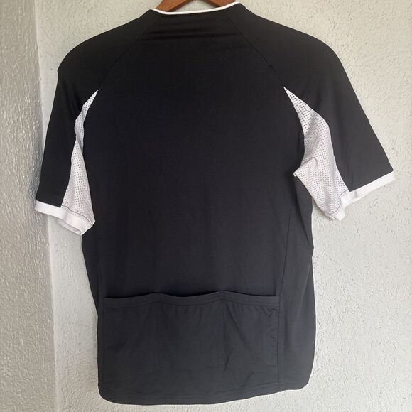 Canari Cycling Shirt Crew neck Unisex Front Zip Black And White Back Pockets ML - Picture 2 of 9